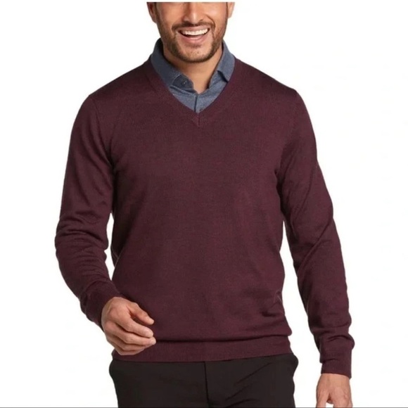 Banana Republic Other - Banana Republic Men’s Burgundy Merino Wool V-Neck Sweater Sz XL